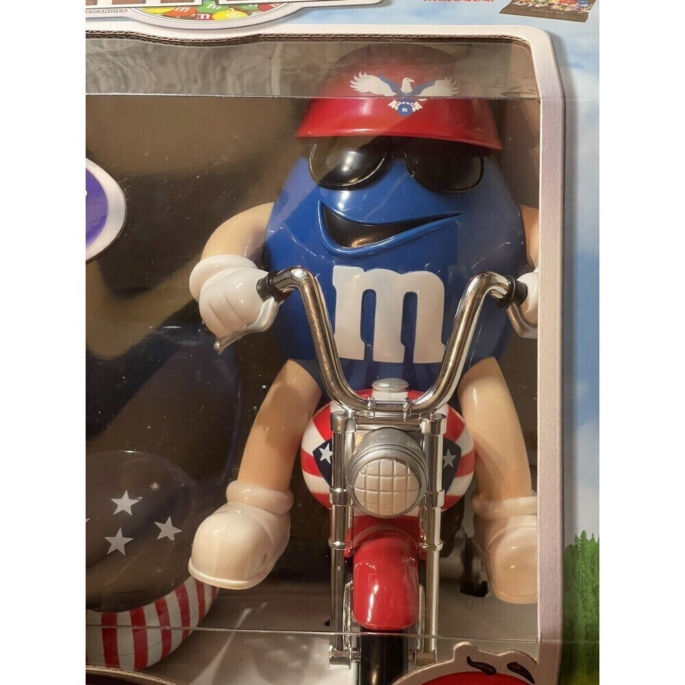 M&M Candy Dispenser Red White & Blue Freedom Rider Motor Cycle with Sidecar NEW - Picture 2 of 6